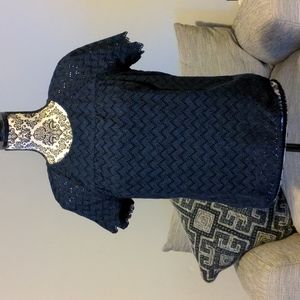 J.Crew Navy Blue Eyelet Blouse, Size Small